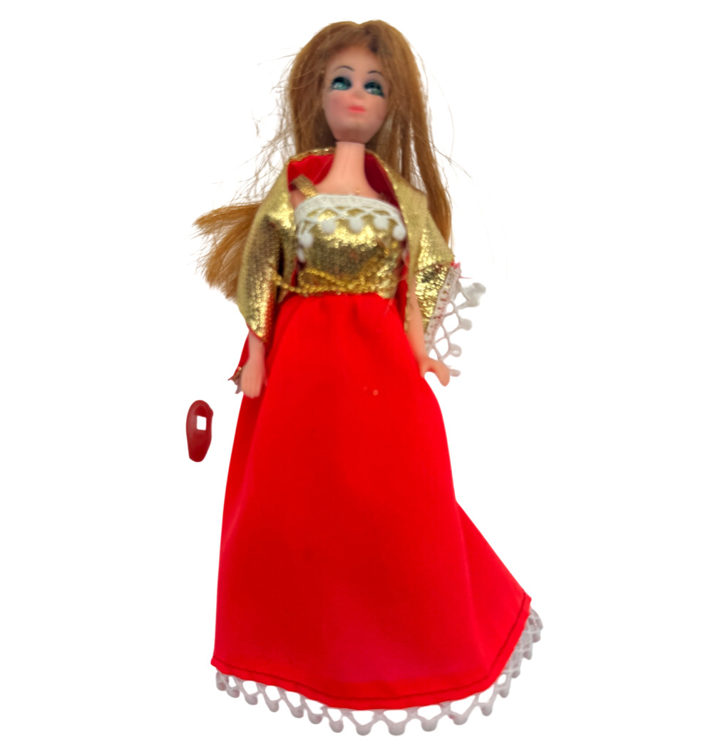 Vintage Topper Glori Dawn Doll Bouffant Bubble Dress & Wrap #711 Gold Poms 1970s